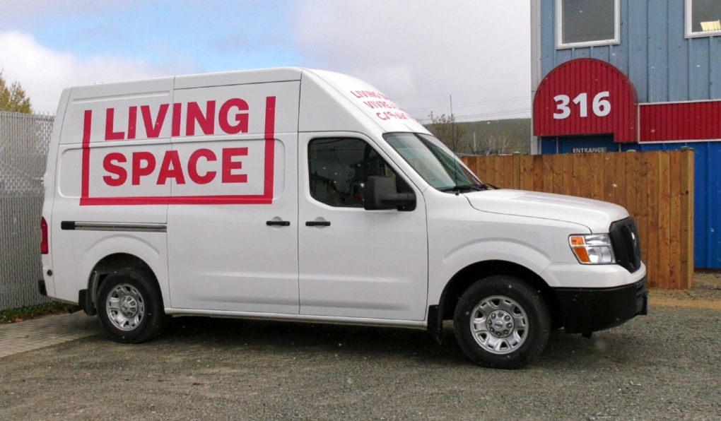 Outreach workers with Living Space will be able to reach more people, more efficiently, with a new vehicle purchased with a donation from Scotiabank in Timmins. It can also be used as a temporary warming station. (Lydia Chubak/CTV News)