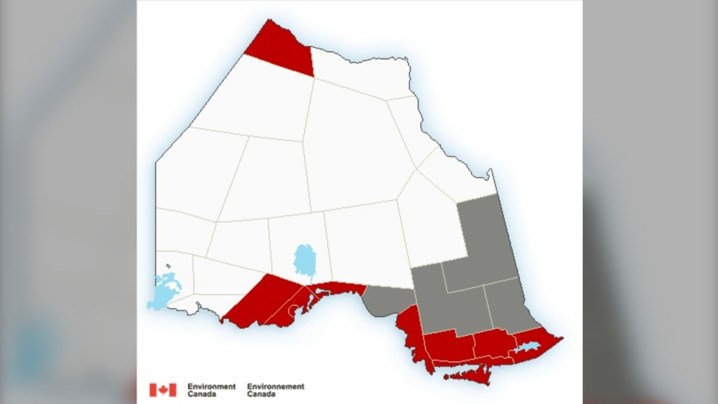 (Environment Canada website) Environment Canada - Ontario North map