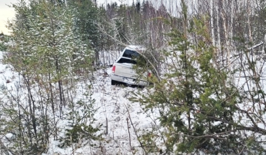 Ontario Provincial Police in Sudbury are searching for a suspect who stole a truck, drove it into a ditch and then hitchhiked home. (Supplied)