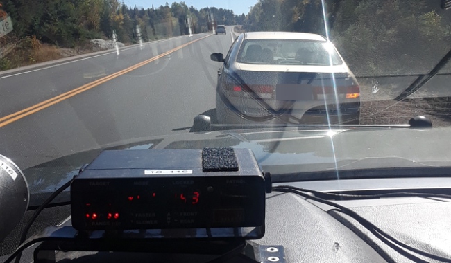 A driver from Regina, Sask., has been charged with stunt driving for travelling 143 km/h in a 80 km/h zone on Highway 144. (Supplied)
