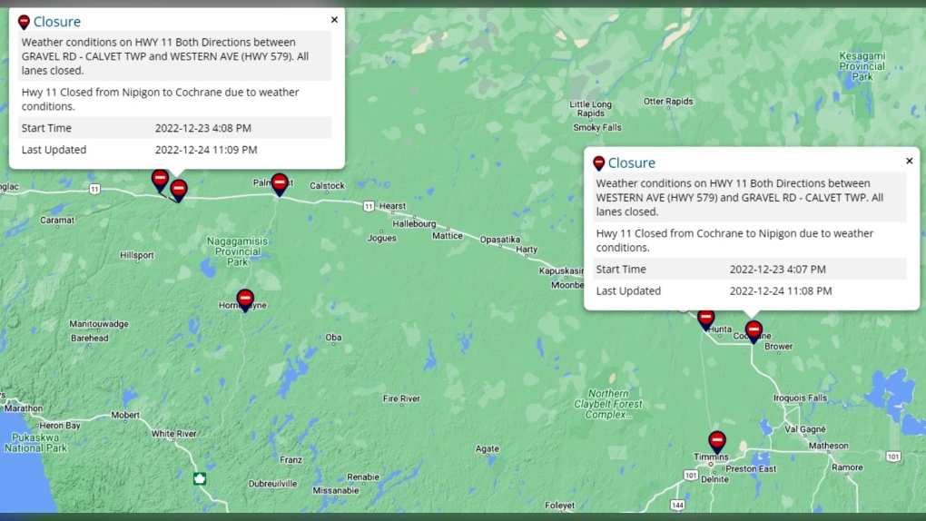 Timmins News Several closed highways in the region reopened Sunday