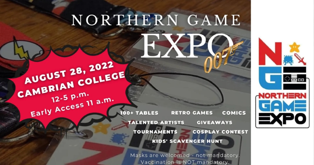 Cambrian College in Sudbury will again play host to retro and modern video gamers, card and comic collectors and cosplay enthusiasts this summer, on August 28, for Northern Game Expo 7. This year’s event will feature more than 100 tables with talented artists, comics, collectibles and more. (Supplied)