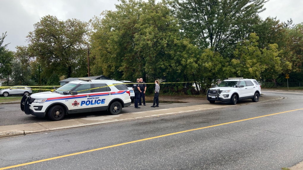 North Bay police are investigating a sudden death at O'Brien Street and Front Street. Sept. 19/22 (Eric Taschner/CTV Northern Ontario)