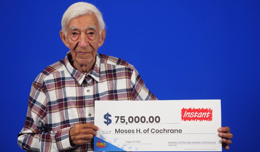 Moses Hookimaw of Cochrane is $75,000 richer after winning the top prize with Instant Emoji. (Supplied)