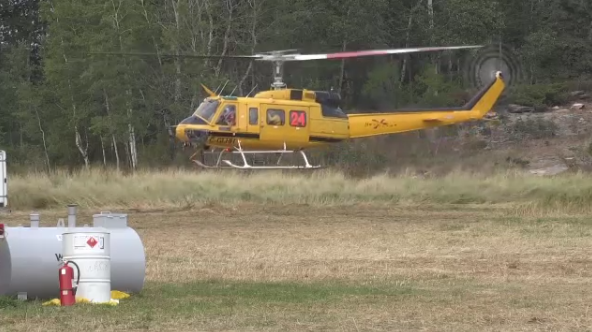 A MNRF helicopter is adding in the search for a missing canoer whose boat capsized on Aug. 11/23. (File photo)