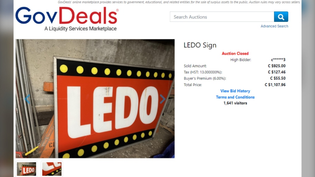 Sudbury news Ledo sign sells for more than 900 CTV News