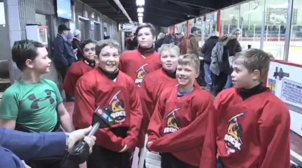 Atom hockey players in 3-on-3 tournament