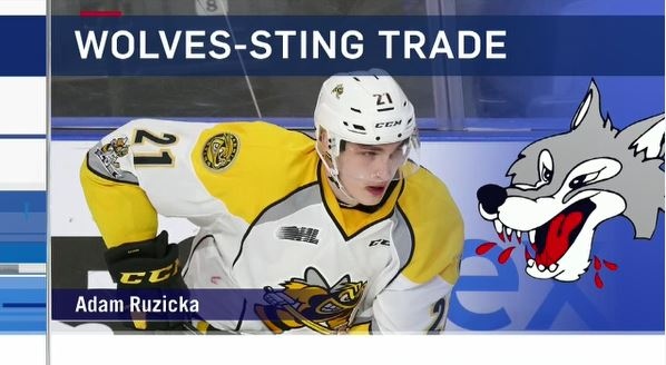 Wolves acquire Adam Ruzicka from Sarnia Sting