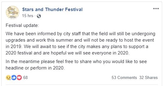 Stars and Thunder 2019 announcement
