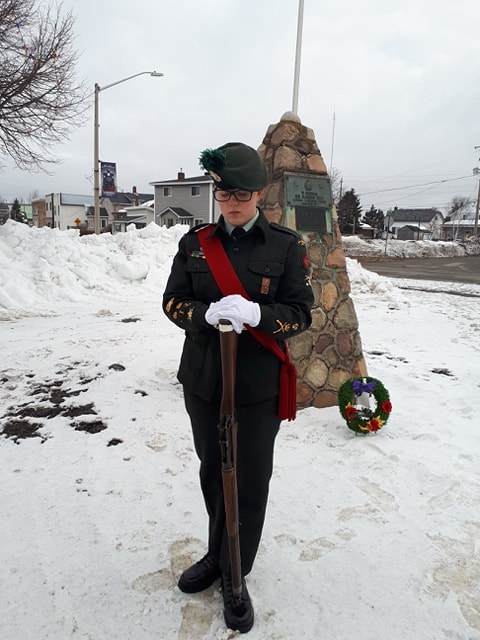 Cadet stands vigil at Capreol cenotaph