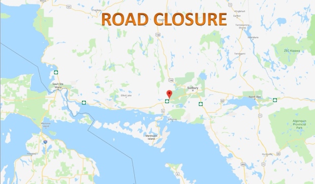Hwy 17 closed in both direction near Nairn Centre