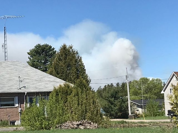 Smoke from TIM002 seen from Gogama
