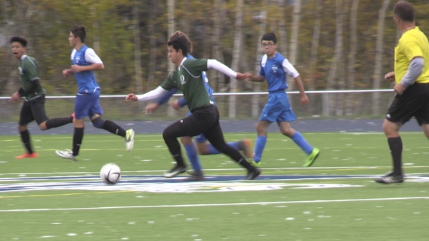 Inaugural soccer match on new artificial turf