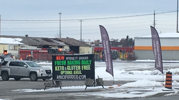 Fire at building behind former Rona in New Sudbury