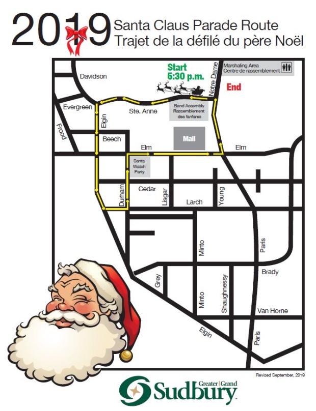 2019 Sudbury Santa Claus Parade Route