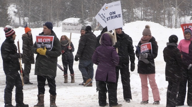 OSSTF picket line in Timmins