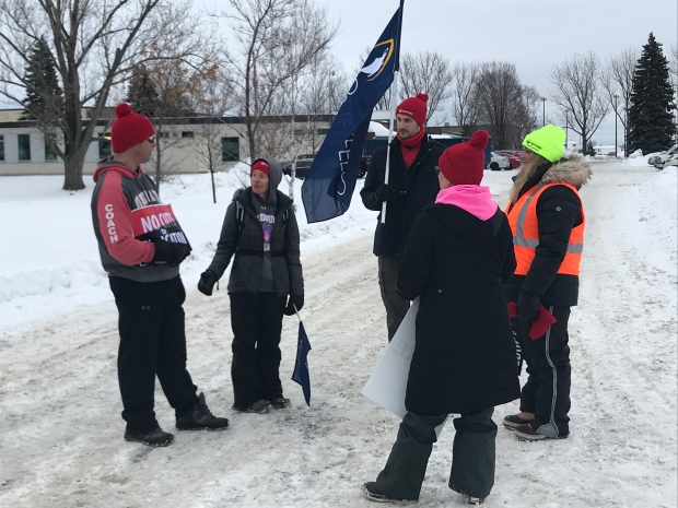 Education workers strike outside Sudbury school