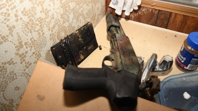 One of several guns found in Gary Brohman's traile